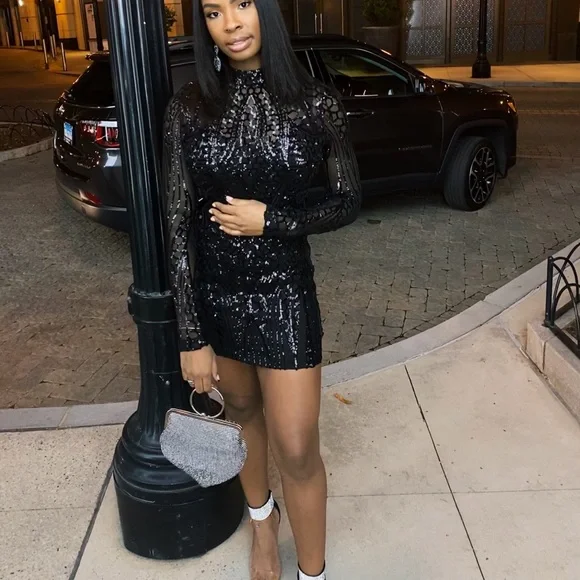 Windsor Dresses | Beautiful Black Sequin Bodycon Dress ! Worn 1x On My 21st Birthday ! | Color: Black | Size: S-M | Pm-35190415's Closet Windsor | Dresses | Beautiful Black Sequin Bodycon Dress Worn X On My 21st  Birthday | Poshmark